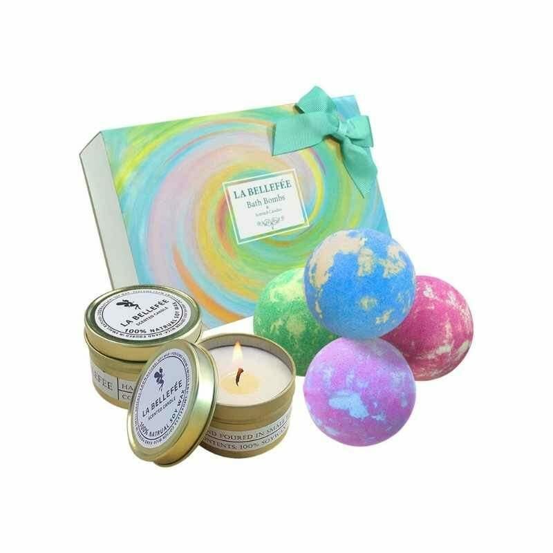Bath Bombs (4) and Scented Candles (2) Set
