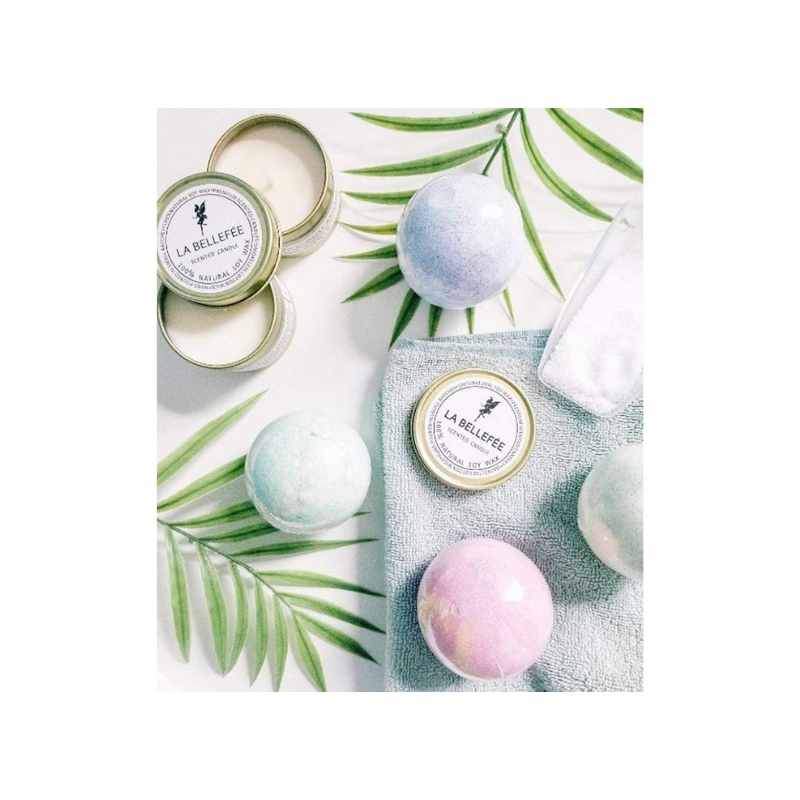 Bath Bombs (4) and Scented Candles (2) Set
